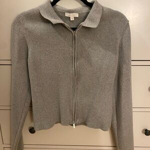 Gray Ribbed Zip-Up jacket